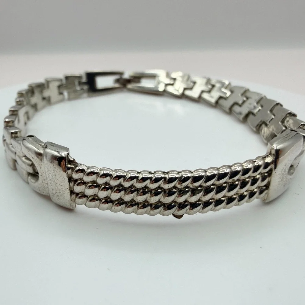 Vintage 90s Silver Tone Breil Edit Bracelet Boho Women's Classic Fashion Jewelry